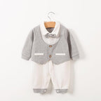 HUAANIUE Newborn Baby Boys Gentleman Romper One Piece Long Sleeve Bowtie Outfit - Image 2