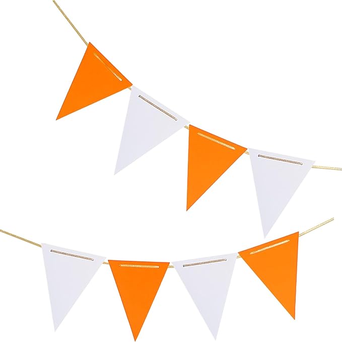 Orange and White Triangle Pennant Banner by CC+wonderland+zone