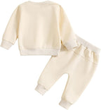 Toddler Boy Fall Outfit 2-piece Baby Boy Solid Color Cotton Clothes Infant Long - Image 5