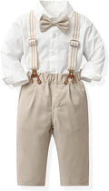 CORATED Toddler Dress Suits Baby Boys Clothes Sets Bowtie Shirts Suspenders by CORATED