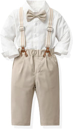 CORATED Toddler Dress Suits Baby Boys Clothes Sets Bowtie Shirts Suspenders by CORATED