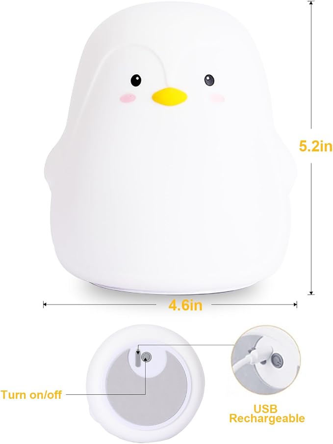 Tremdwoto Night Light for Kids, Penguin Silicone Nightlight Lamp, 7 Color - Image 5