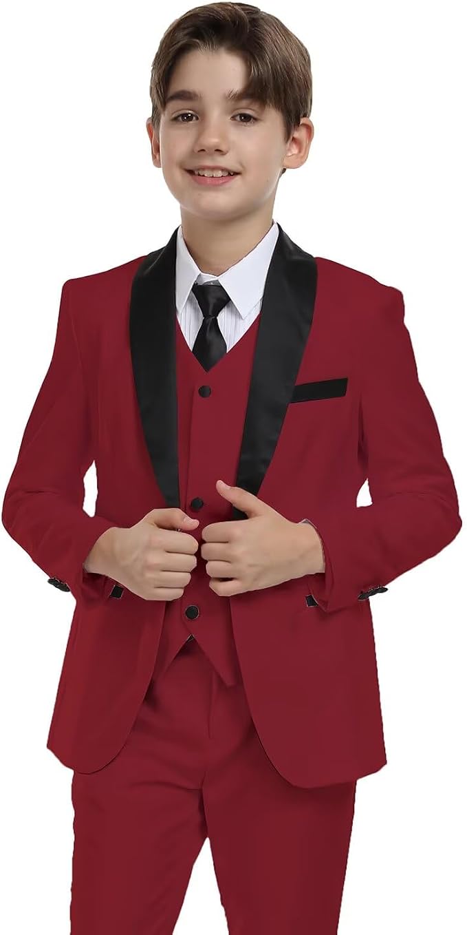 Boys Suit for Toddler Tuxedo Kids Formal Suits Set 5 Pieces Wedding Outfit by SHINFAN