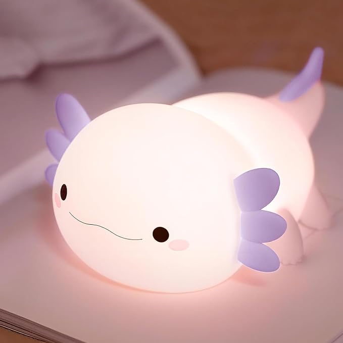 Axolotl Night Light for Kids, Cute Purple Axolotl Lamp, LED Squishy Nursery by FAMIDUO-BrightenYourLife