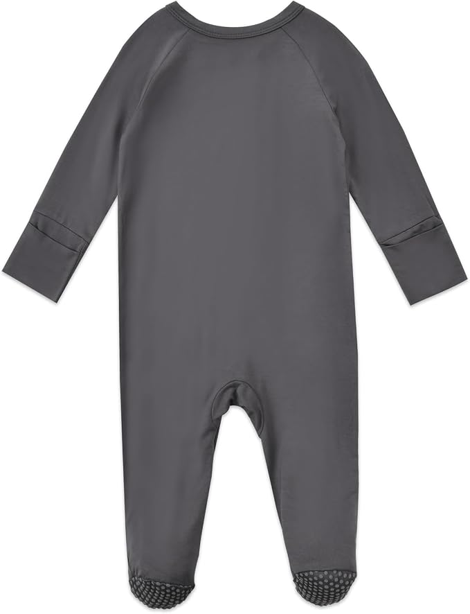 Baby Footed Pajamas with Mittens Rayon from Bamboo 2pcs Newborn Infant 2-way - Image 4