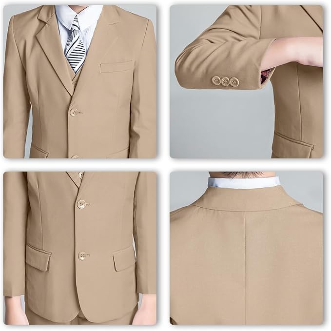 JPF Boy's Formal Suit Set Slim Fit Kids Tuxedo Suits - Image 5