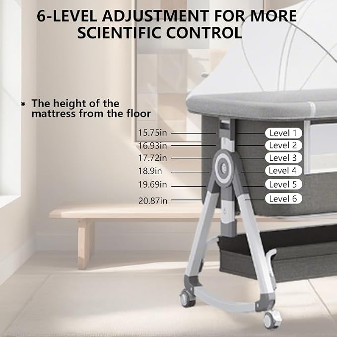 Baby Bassinet, 3 in 1 Baby Bassinets Bedside Sleeper - Image 4