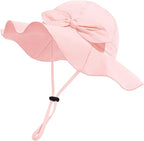 Baby Girl Sun Hat with UPF 50+ Outdoor Adjustable Beach Hat with Wide Brim by DANMY