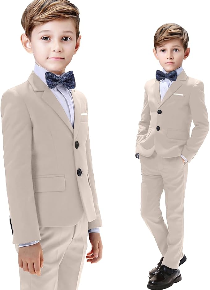 Boys Suits 5 Pieces Slim Fit Blazer Pants Black Blue Outfit Suit - Image 3