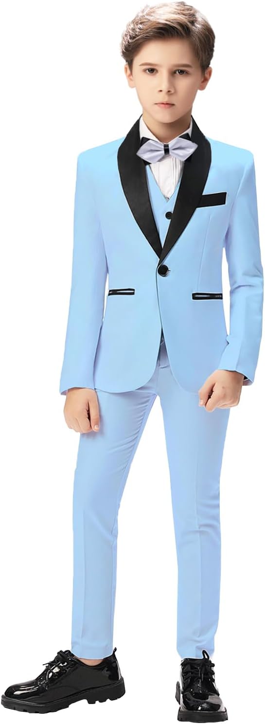 Boys Suit for Toddler Tuxedo Kids Formal Suits Set 5 Pieces Wedding Outfit - Image 2