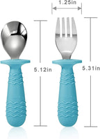 PandaEar 4 Set Baby Toddler Silicone Stainless Steel Utensils Silverware Spoon - Image 2