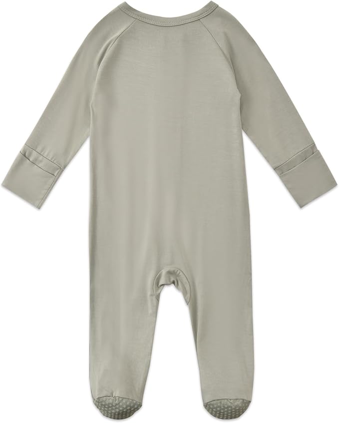 Baby Footed Pajamas with Mittens Rayon from Bamboo 2pcs Newborn Infant 2-way - Image 4