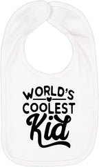 World's Coolest Kid Funny Cute Humor Infant Premium Jersey Baby Bib by WildBobby