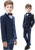 Boys Suits 5 Pieces Slim Fit Blazer Pants Black Blue Outfit Suit - Image 3