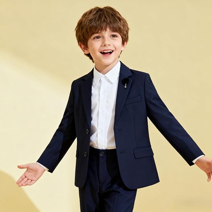 Boys Formal Suit Set 4 Pieces Kids Tuxedo Ring Bearer Outfit - Image 6