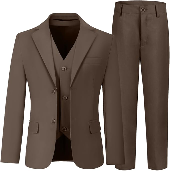 Boys' 3 Piece Suit Set with Suit Jacket, Formal Tuxedos Slim Fit Ring Bearer by Hipfun