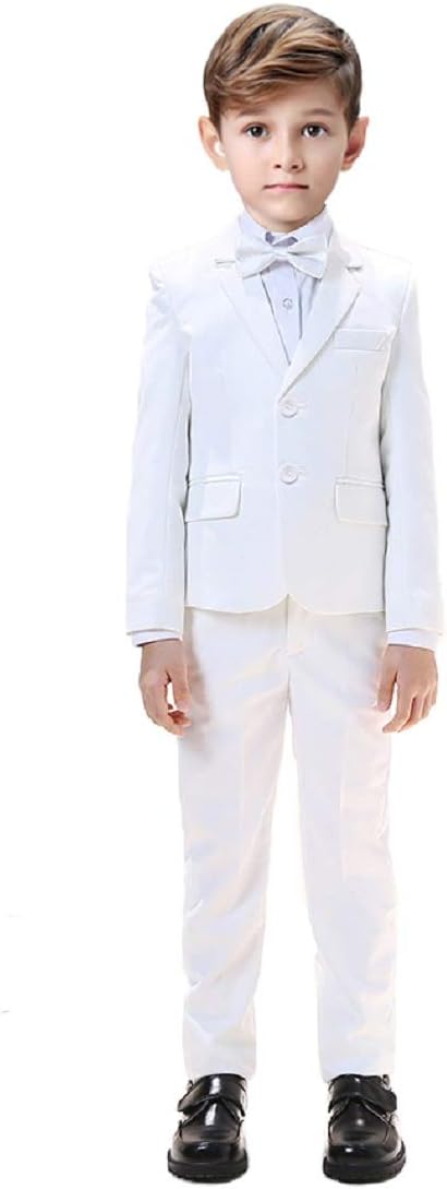 Boys Suits 5 Pieces Slim Fit Blazer Pants Black Blue Outfit Suit by Sailiiny