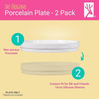 Elk and Friends Kids 6.7” Porcelain White Plates | Divided Plates | Suitable - Image 2