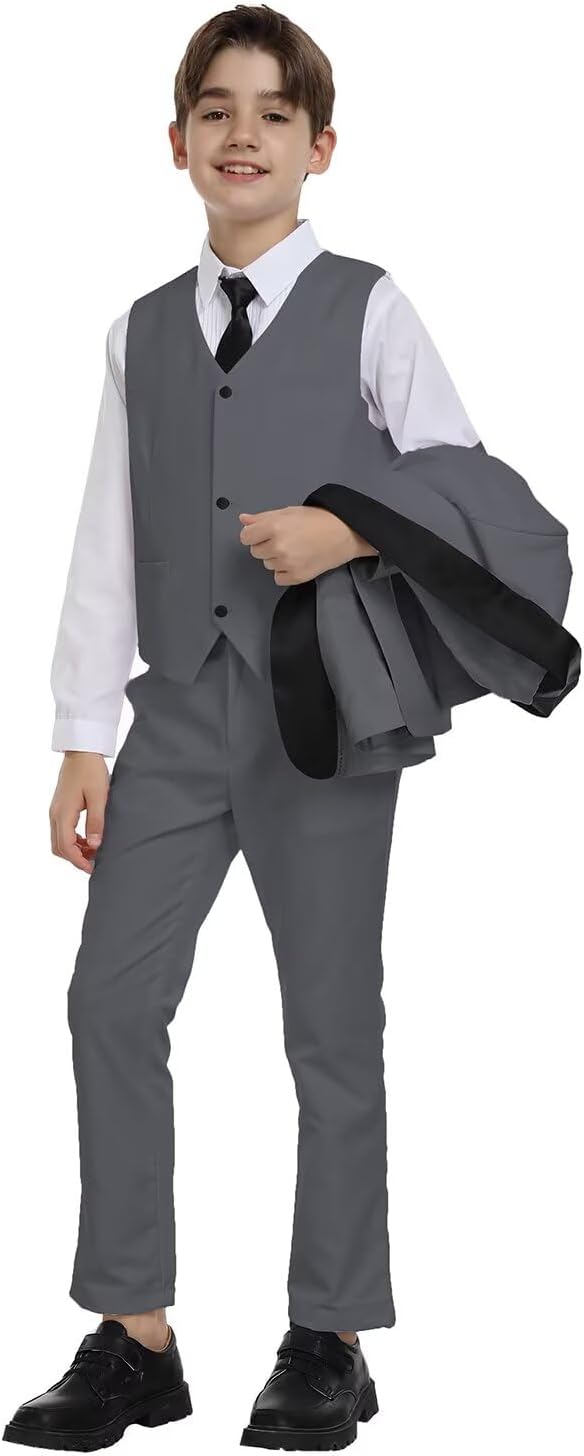 Boys Suit for Toddler Tuxedo Kids Formal Suits Set 5 Pieces Wedding Outfit - Image 3