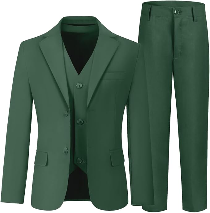 Boys' 3 Piece Suit Set with Suit Jacket, Formal Tuxedos Slim Fit Ring Bearer by Hipfun