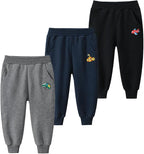 GFQLONG Toddler Boys 3 Pack Cotton Active Jogger Pants, Kids Cartoon Sweatpants by GFQLONG