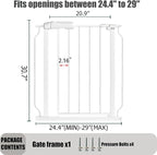 24-29 Inch Narrow Baby Gate, Pressure Mounted No Drilling Dog Gate - Image 2