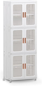Storage Bins with Lids and Doors Storage Cabinet with Wheels Plastic Stackable - Image 4