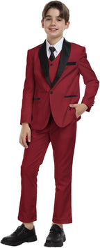 Boys Suit for Toddler Tuxedo Kids Formal Suits Set 5 Pieces Wedding Outfit - Image 2