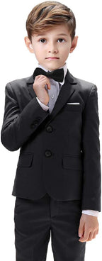 Boys Suits 5 Pieces Slim Fit Blazer Pants Black Blue Outfit Suit - Image 4