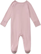 Baby Footed Pajamas with Mittens Rayon from Bamboo 2pcs Newborn Infant 2-way - Image 3