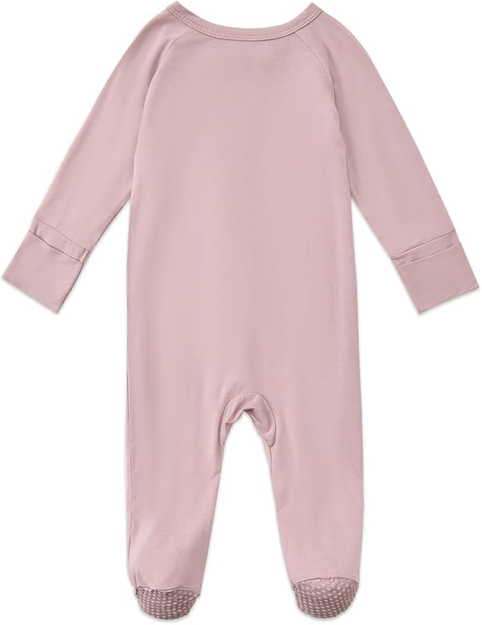 Baby Footed Pajamas with Mittens Rayon from Bamboo 2pcs Newborn Infant 2-way - Image 3