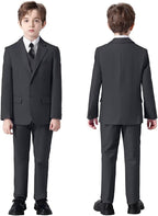 Boys Suit 4 Pcs Slim Fit Set Casual Suits Wedding Outfit Prom Jacket Vest Pant - Image 5
