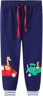 LOKTARC 2 Pack Boys Drawstring Sweatpants Cute Pattern Cotton Sport Jogger Pants - Image 2