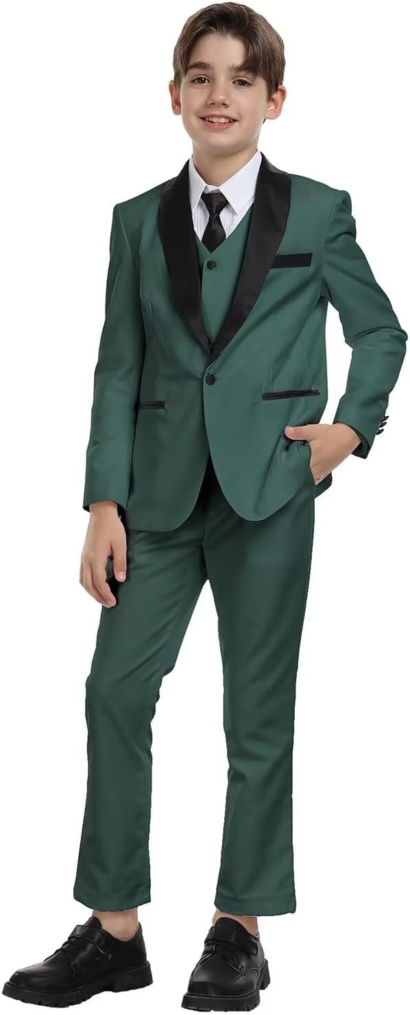 Boys Suit for Toddler Tuxedo Kids Formal Suits Set 5 Pieces Wedding Outfit - Image 2