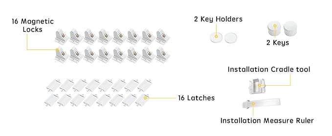 Vmaisi 16 Pack Child Safety Magnetic Cabinet Locks - Image 2