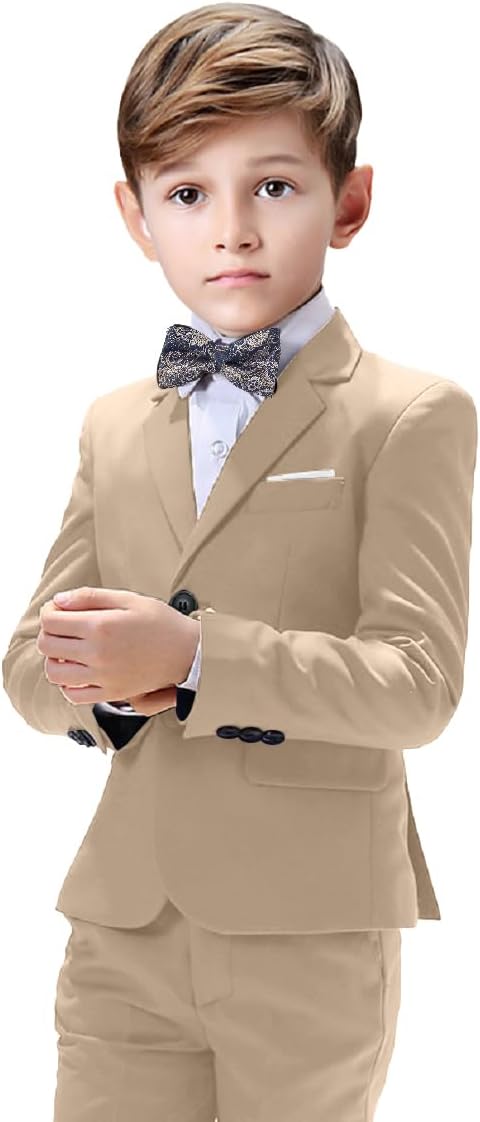 Boys Suits 5 Pieces Slim Fit Blazer Pants Black Blue Outfit Suit - Image 4