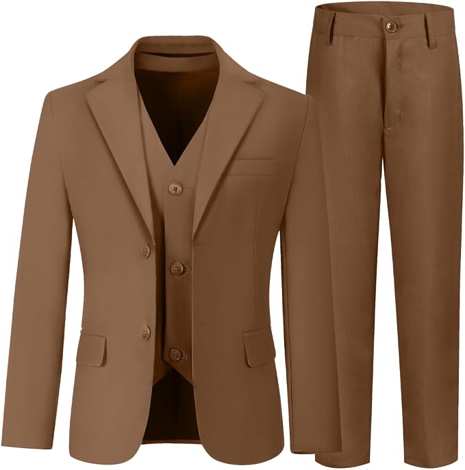 Boys' 3 Piece Suit Set with Suit Jacket, Formal Tuxedos Slim Fit Ring Bearer by Hipfun