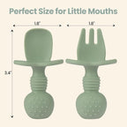 2 Pack Baby Plates with Suction, 2 Pack Silicone Forks and Spoons Set, Baby Led - Image 3
