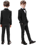 Boys Suits 5 Pieces Slim Fit Blazer Pants Black Blue Outfit Suit - Image 3
