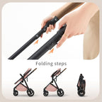 2 in 1 Baby Stroller, High Landscape Infant Stroller Pram Foldable Pushchair - Image 5