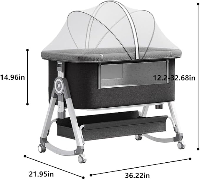 Baby Bassinet, 3 in 1 Baby Bassinets Bedside Sleeper - Image 7