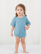 Jimonda Baby Bubble Romper Boy Girl Solid Color T-Shirt Outfits Short Sleeve - Image 4
