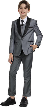 Boys Suit for Toddler Tuxedo Kids Formal Suits Set 5 Pieces Wedding Outfit - Image 2