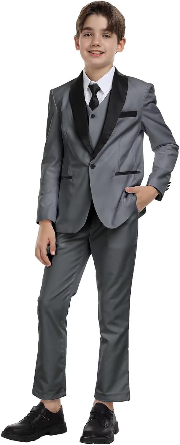Boys Suit for Toddler Tuxedo Kids Formal Suits Set 5 Pieces Wedding Outfit - Image 2