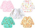 Accmor 5 Pack Long Sleeve Bibs, Baby Smock Waterproof Sleeved Bib Smock by Accmor