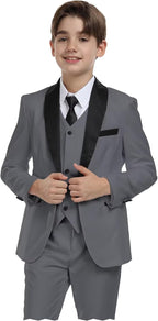 Boys Suit for Toddler Tuxedo Kids Formal Suits Set 5 Pieces Wedding Outfit by SHINFAN