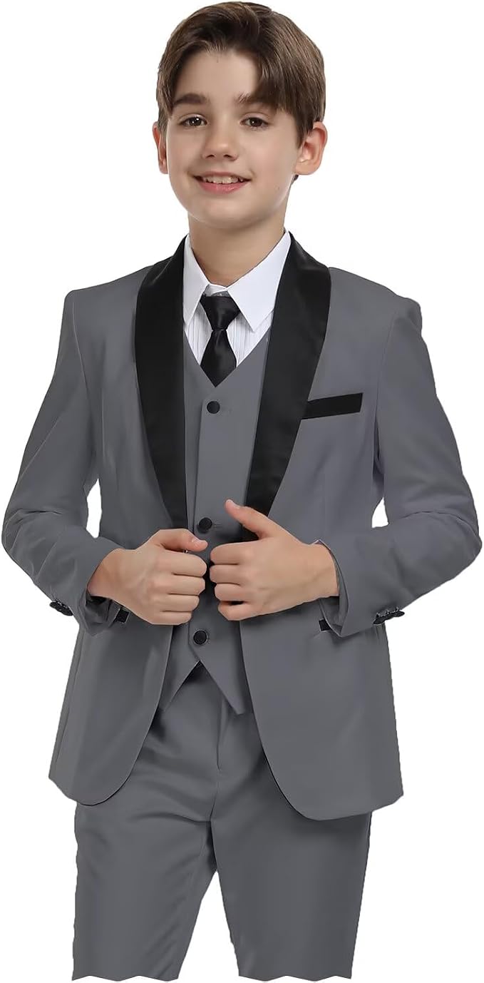 Boys Suit for Toddler Tuxedo Kids Formal Suits Set 5 Pieces Wedding Outfit by SHINFAN