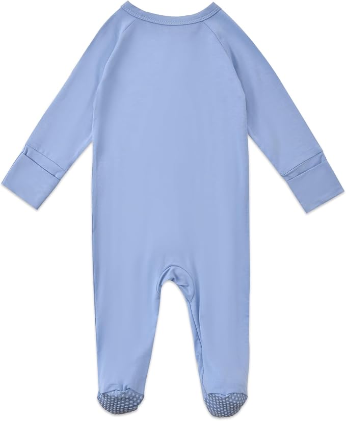 Baby Footed Pajamas with Mittens Rayon from Bamboo 2pcs Newborn Infant 2-way - Image 4