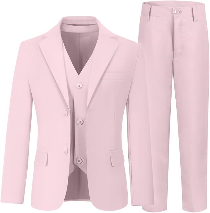 Boys' 3 Piece Suit Set with Suit Jacket, Formal Tuxedos Slim Fit Ring Bearer by Hipfun