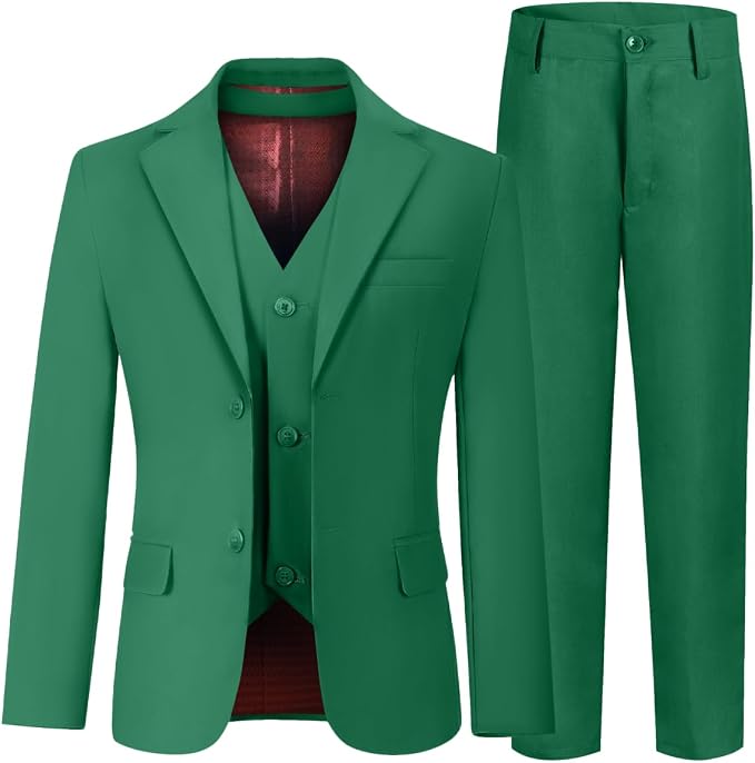 Boys' 3 Piece Suit Set with Suit Jacket, Formal Tuxedos Slim Fit Ring Bearer by Hipfun